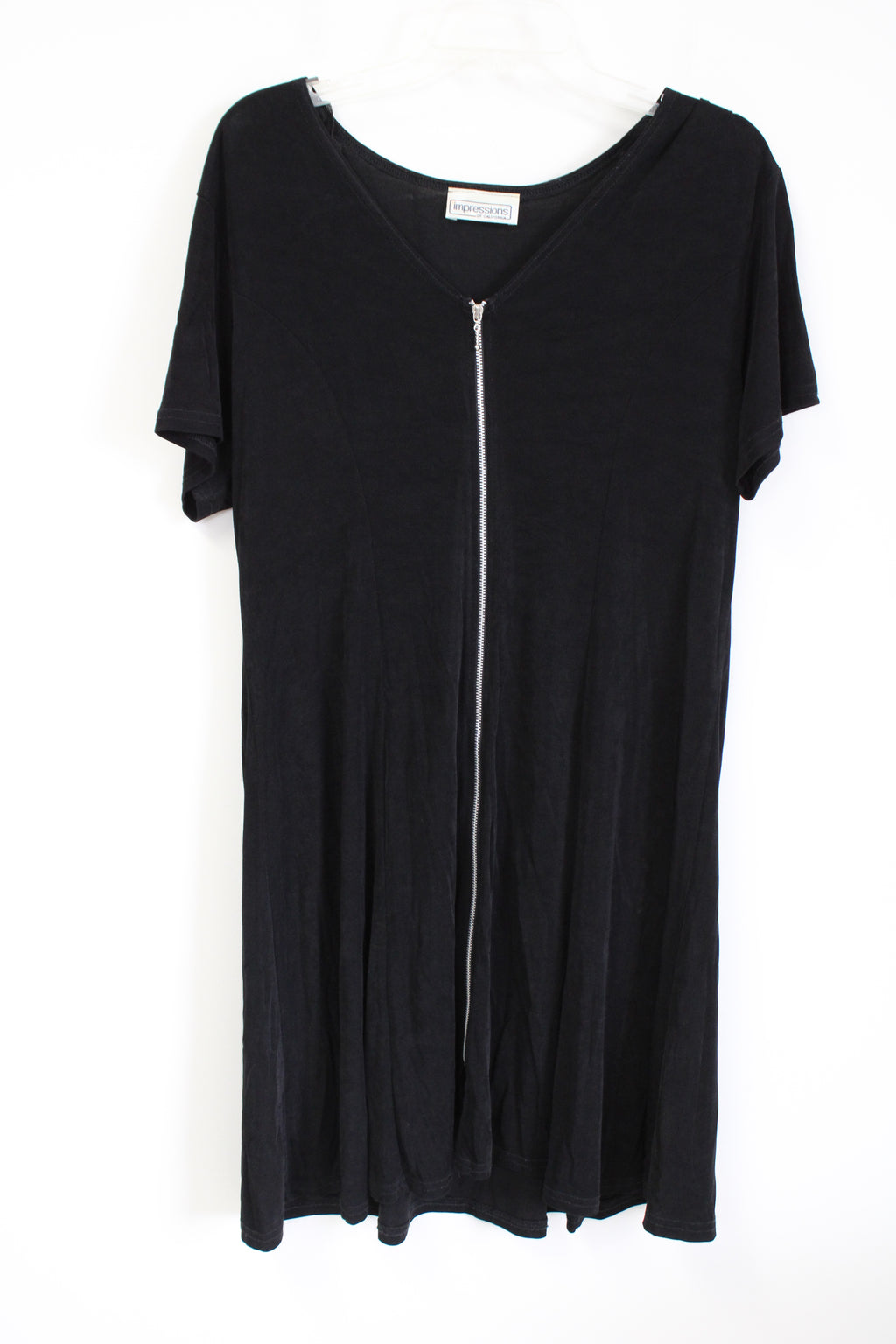 Impressions Of California Vintage Black Acetate Swing Zip Down Dress | XL
