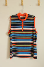 Ruby Rd. Orange Striped Athletic Top With Collar Snaps | XL
