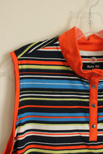 Ruby Rd. Orange Striped Athletic Top With Collar Snaps | XL