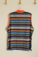 Ruby Rd. Orange Striped Athletic Top With Collar Snaps | XL