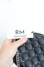 NEW Rebecca Minkoff Quilted Black Silver Studded Crossbody Bag