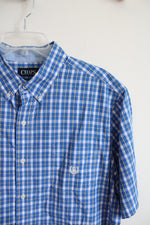Chaps Easy Care Blue Yellow & White Plaid Button Down Shirt | XL