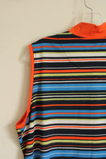Ruby Rd. Orange Striped Athletic Top With Collar Snaps | XL