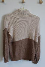 American Eagle Tan and Peach Fleece Sweater | S