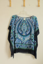 Talbots Blue Sheer Scarf Top | S-M