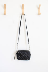 NEW Rebecca Minkoff Quilted Black Silver Studded Crossbody Bag