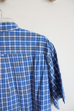 Chaps Easy Care Blue Yellow & White Plaid Button Down Shirt | XL