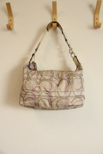 Coach Signature Gold & Lilac Plaid Hobo Shoulder Bag