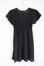 See You Monday Black Flutter Sleeve Dress | S