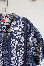 Alti Fashions Hawaii Brown & White Tropical Print Button Down Shirt | XL