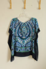 Talbots Blue Sheer Scarf Top | S-M