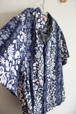 Alti Fashions Hawaii Brown & White Tropical Print Button Down Shirt | XL