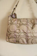Coach Signature Gold & Lilac Plaid Hobo Shoulder Bag