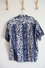 Alti Fashions Hawaii Brown & White Tropical Print Button Down Shirt | XL