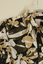 Chicos Black White and Tan Flower Camo Button Down Shirt | 0