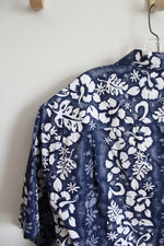Alti Fashions Hawaii Brown & White Tropical Print Button Down Shirt | XL