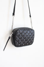 NEW Rebecca Minkoff Quilted Black Silver Studded Crossbody Bag