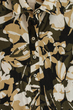 Chicos Black White and Tan Flower Camo Button Down Shirt | 0
