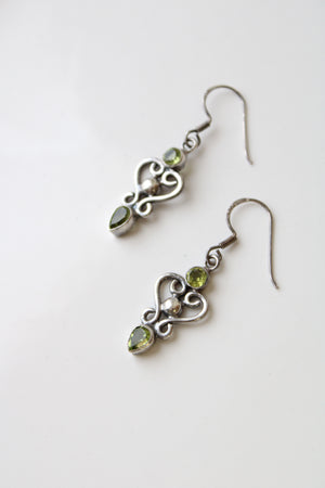 Green stone Sterling Silver Dangle Earrings