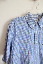 Ports International Blue & White Plaid Button Down Shirt | L