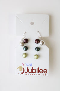 Multi-Colored Genuine Pearl Stud Earrings