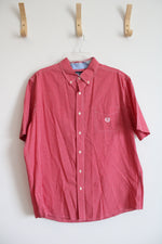 Chaps Easy Care Red & White Plaid Button Down Shirt | XL