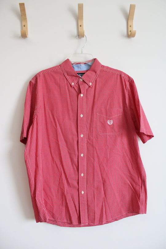 Chaps Easy Care Red & White Plaid Button Down Shirt | XL