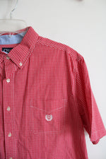 Chaps Easy Care Red & White Plaid Button Down Shirt | XL