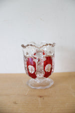 Vintage Ruby Red & Clear Cut Glass Creamer Pitcher