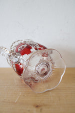Vintage Ruby Red & Clear Cut Glass Creamer Pitcher