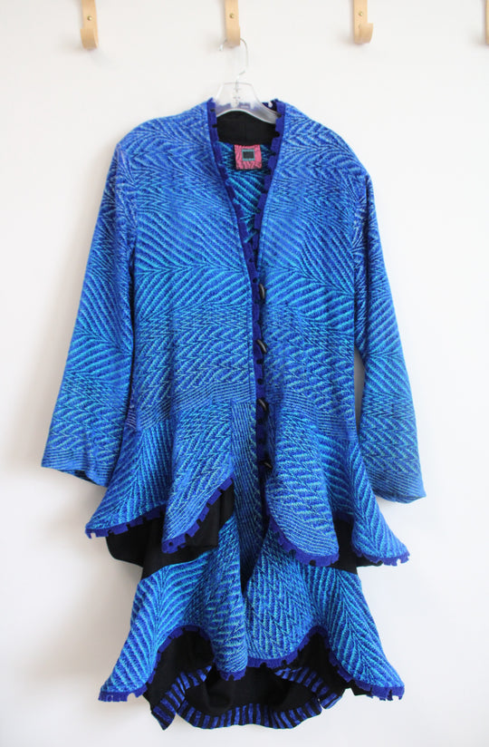 Patricia Palson Exquisite Rich Art To Wear Blue Handwoven Jacket | L