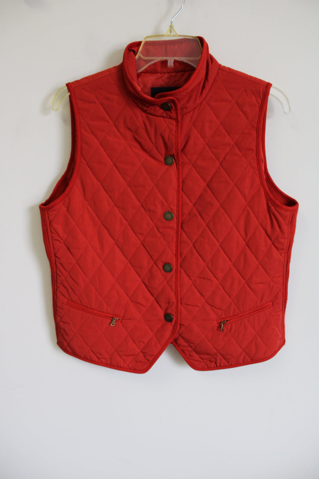 Talbots Dark Orange Quilted Vest | M Petite