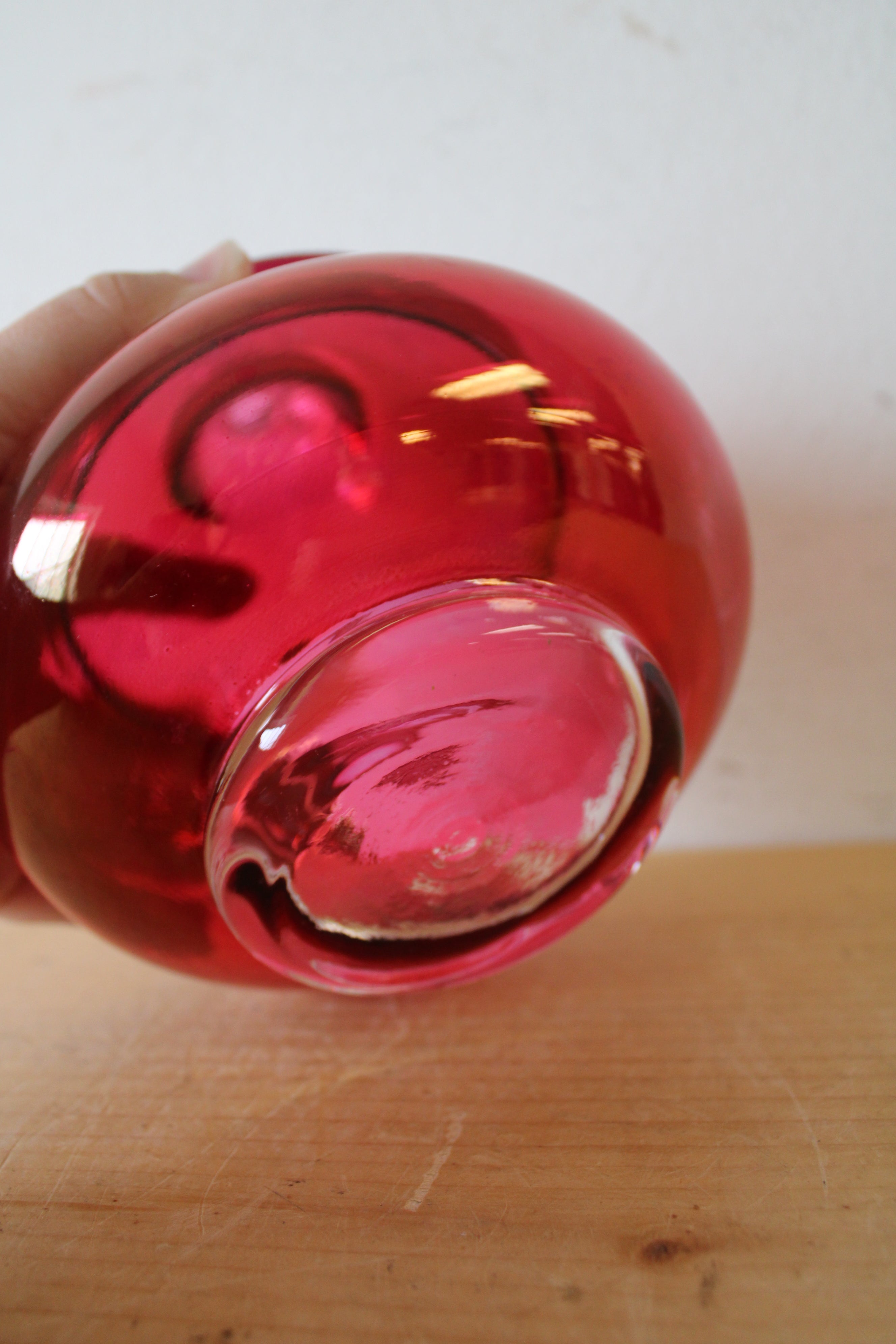 Vintage Ruby Red Etched Apothecary Glass Jar