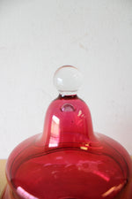 Vintage Ruby Red Etched Apothecary Glass Jar