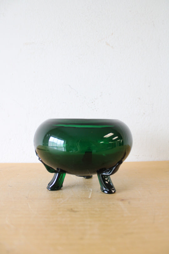 Viking Glass Evergreen Green Footed Dish