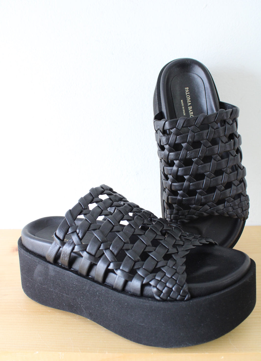 Paloma Barceló Woven Leather Platform Mule Sandals | Size 38 (7.5)