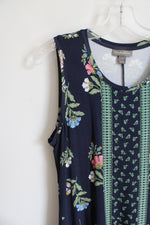 Style & Co. Navy & Green Floral Knit Dress | M