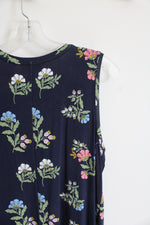 Style & Co. Navy & Green Floral Knit Dress | M