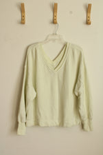 American Eagle Pastel Green Oversized V-Neck Sweatshirt | M