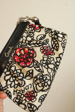 Coach Satin Rose Print Black Wristlet Wallet