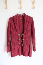 Merona Red Cable Knit Shawl Collar Cardigan | S