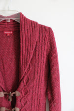 Merona Red Cable Knit Shawl Collar Cardigan | S