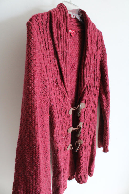 Merona Red Cable Knit Shawl Collar Cardigan | S