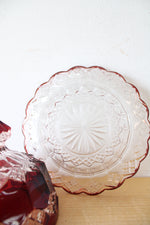 Vintage Ruby Red & Clear Cut Glass Covered Dish