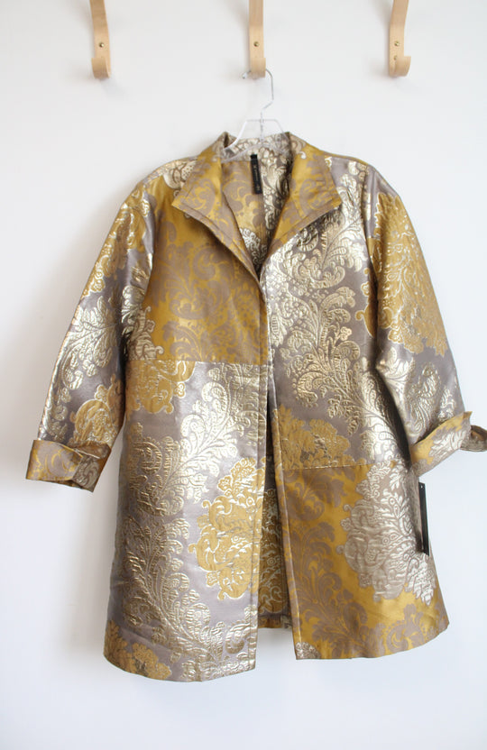 NEW IC By Connie K Collection Brown & Gold Metallic Jacket | L