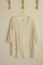 Color Me Cotton White Net Detail Asymmetrical Top | M