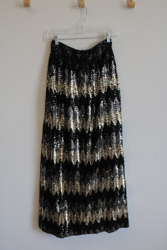 Sequined Floor-Length Skirt | L