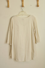 Color Me Cotton White Net Detail Asymmetrical Top | M