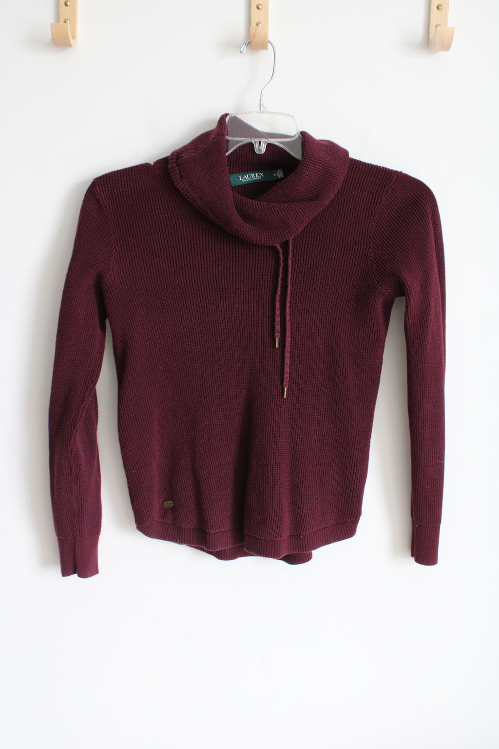 Ralph Lauren Burgundy Knit Cowl Neck Sweater | XS