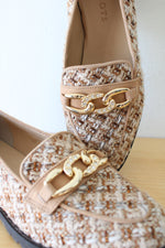 Talbots Leighton Chain Metallic Boucle Loafers in Cafe Ivory Gold